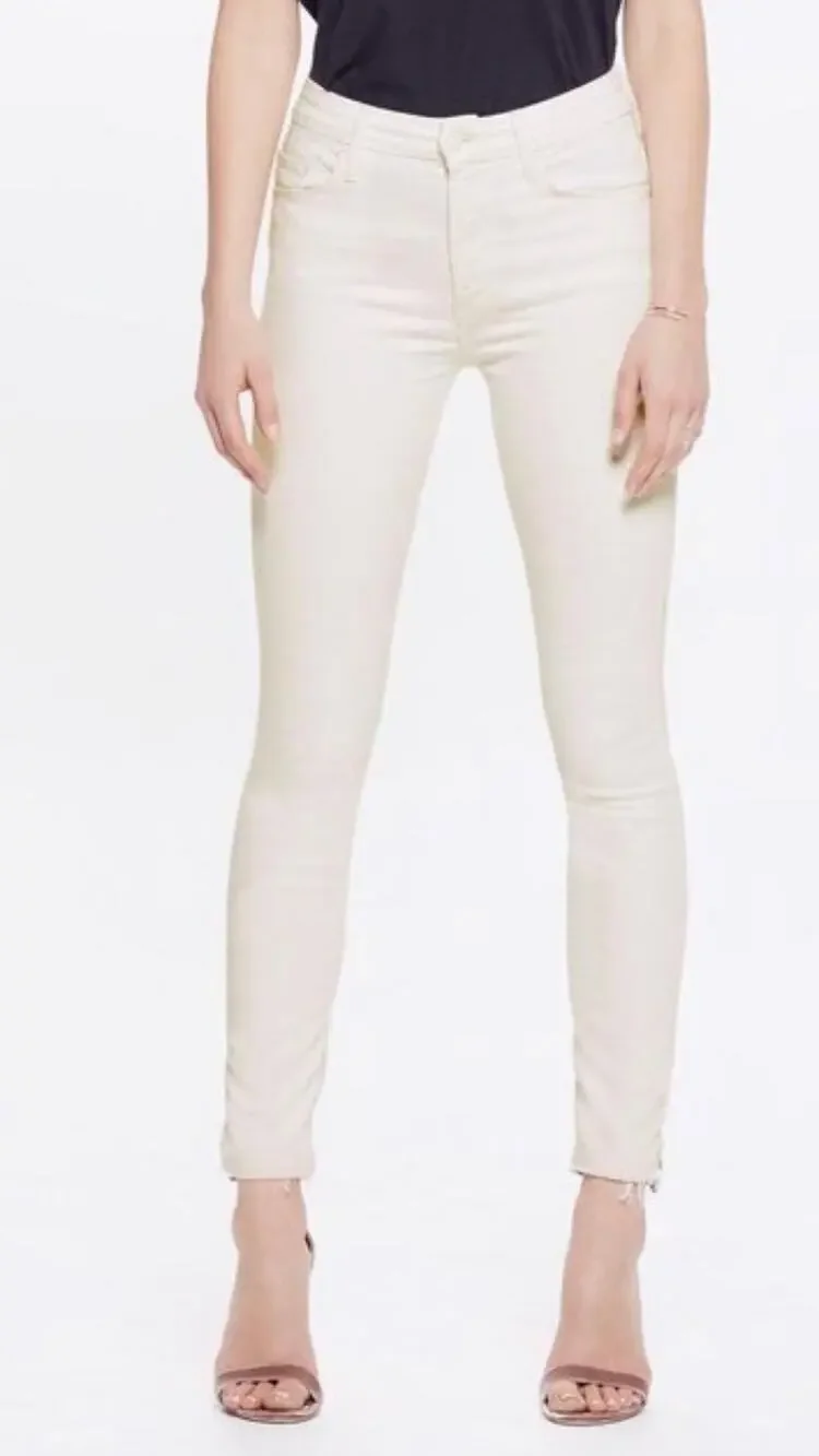 Mother High Wasted Looker Ankle Fray Whipping the Cream size 30